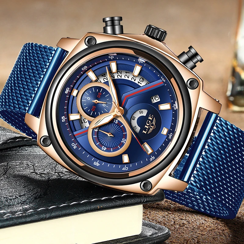 LIGE New Mens Watches Top Brand Casual Mesh Belt Blue Clock Male Sport Watch For Men Military Waterproof Quartz Wristwatch+Box
LIGE New Mens Watches Top Brand Casual Mesh Belt Blue Clock Male Sport Watch For Men Military Waterproof Quartz Wristwatch+Box