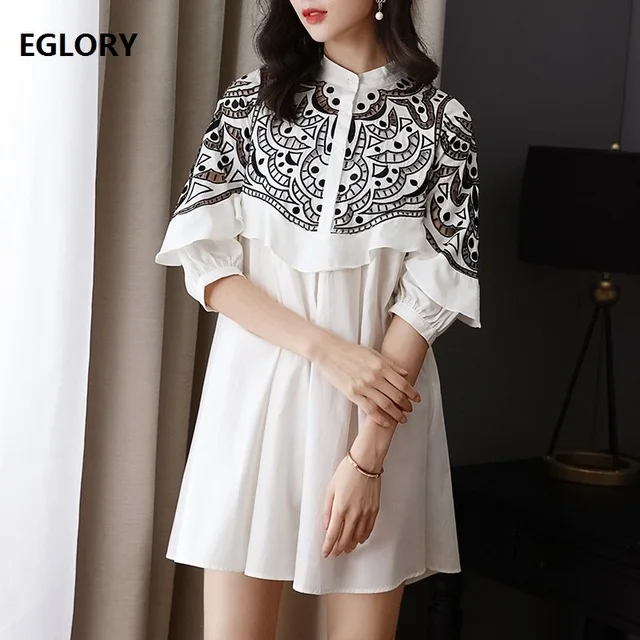 New Preppy Style Dress 2019 Spring Summer Fashion Ladies Hollow Out Embroidery Patchwork Vintage Loose Dress White Dark Blue
New Preppy Style Dress 2019 Spring Summer Fashion Ladies Hollow Out Embroidery Patchwork Vintage Loose Dress White Dark Blue