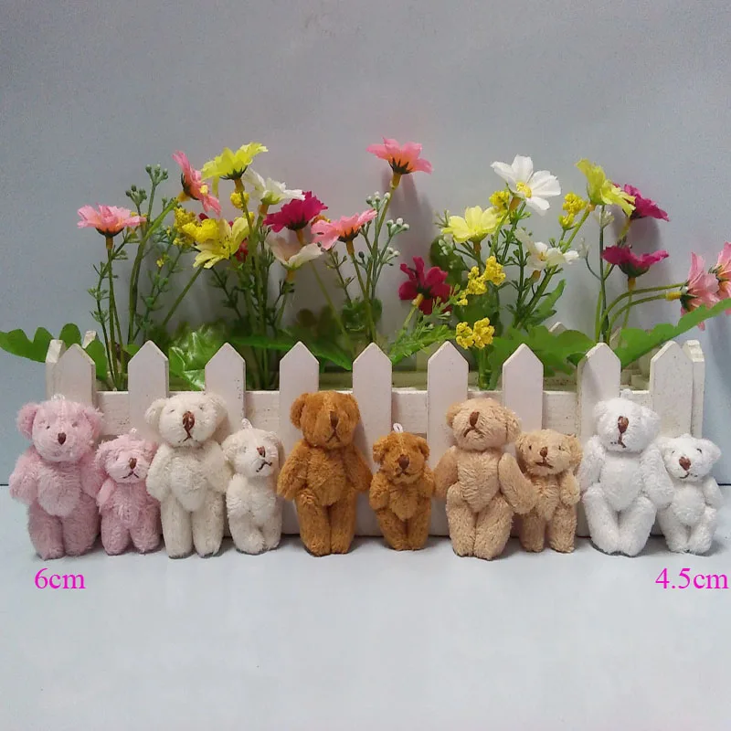 

Plush Kawaii Mini Teddy Bear Small pendants Joint Bare Stuffed toys Key chain 3.5cm 4cm to 4.5cm 6cm 20pcs/lot