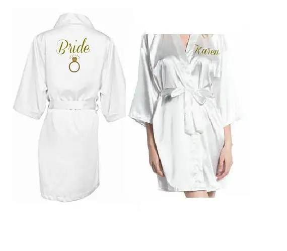 Personalized name wedding Bride to be Bridesmaid satin pajamas robes bridal shower kiminos gowns gifts party favors
Personalized name wedding Bride to be Bridesmaid satin pajamas robes bridal shower kiminos gowns gifts party favors