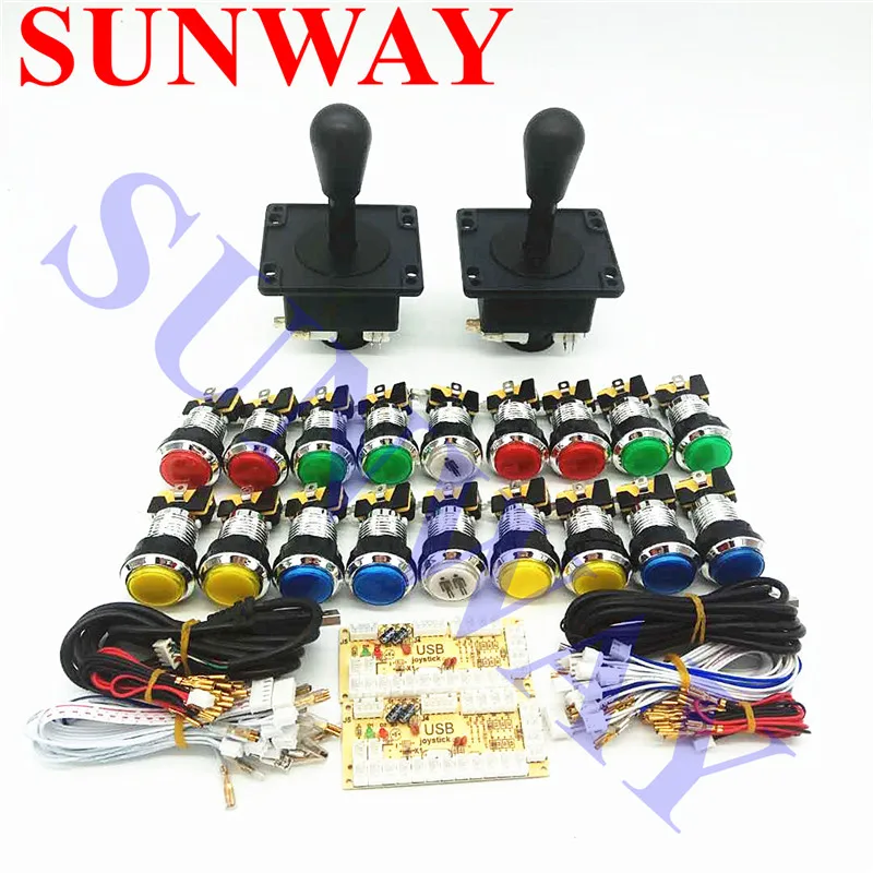 DIY Arcade joystick kit for Zero Delay USB Encoder to PC+American Style Joystick+CHROME Plated LED Push Button with Microswitch
DIY Arcade joystick kit for Zero Delay USB Encoder to PC+American Style Joystick+CHROME Plated LED Push Button with Microswitch