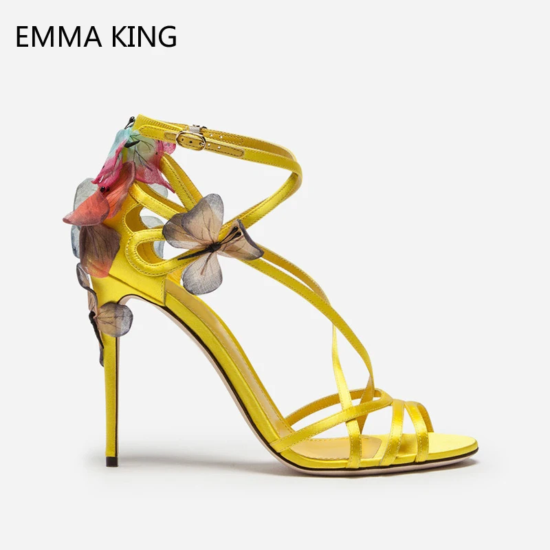 Yellow Colorful Butterfly Decor Summer Women Sandals Ankle Strap Buckle Open Toe Sexy Thin High Heel Princess Party Shoes Female
Yellow Colorful Butterfly Decor Summer Women Sandals Ankle Strap Buckle Open Toe Sexy Thin High Heel Princess Party Shoes Female