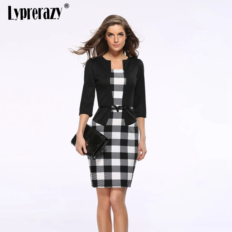 Lyprerazy Women Autumn Winter Elegant Zip Up Dress Contrast Slim Work Office Business Party Cocktail Sheath Grid Dress
Lyprerazy Women Autumn Winter Elegant Zip Up Dress Contrast Slim Work Office Business Party Cocktail Sheath Grid Dress