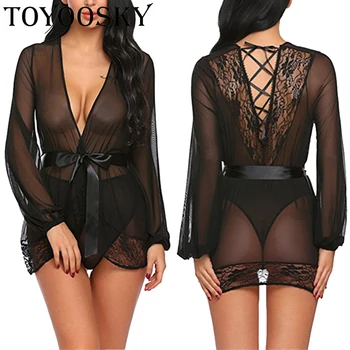 Women's Sexy Nightgowns Fashion Deep V-neck Lace Appeal Nightgown Perspective Mesh Slim Nightgowns High-grade Bandage Nightdress
Women's Sexy Nightgowns Fashion Deep V-neck Lace Appeal Nightgown Perspective Mesh Slim Nightgowns High-grade Bandage Nightdress