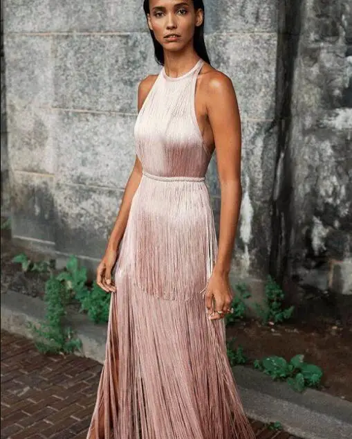 Beie Color Rayon HL Bandage Dress Tassel Sexy Bodycon Ankle-length Dress Sexy Backless Evening Party Dress
Beie Color Rayon HL Bandage Dress Tassel Sexy Bodycon Ankle-length Dress Sexy Backless Evening Party Dress