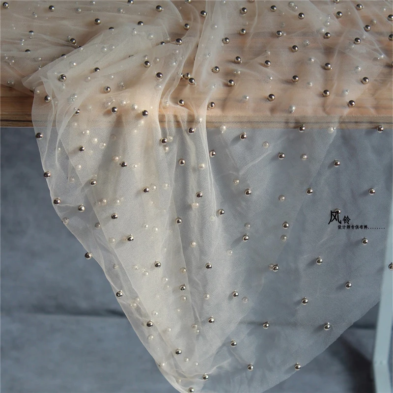 1 Yard high quality designer lace material! Nude color net tulle mesh lace with heavy pearls for wedding bolero mariage dresses
1 Yard high quality designer lace material! Nude color net tulle mesh lace with heavy pearls for wedding bolero mariage dresses