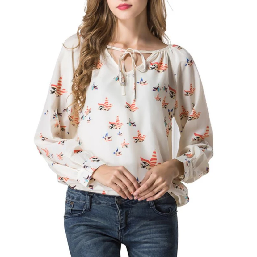 Women Summer Casual Long Sleeve Tether Color butterfly print Blouse Chiffon Floral blusas mujer de moda 2019 camiseta mujer
Women Summer Casual Long Sleeve Tether Color butterfly print Blouse Chiffon Floral blusas mujer de moda 2019 camiseta mujer
