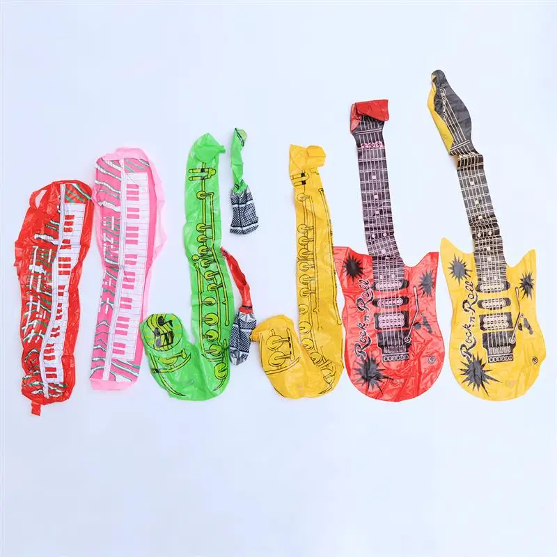 16X PVC Inflatable Guitar Microphone Lute Musical Instrument Kids Toy Party Prop