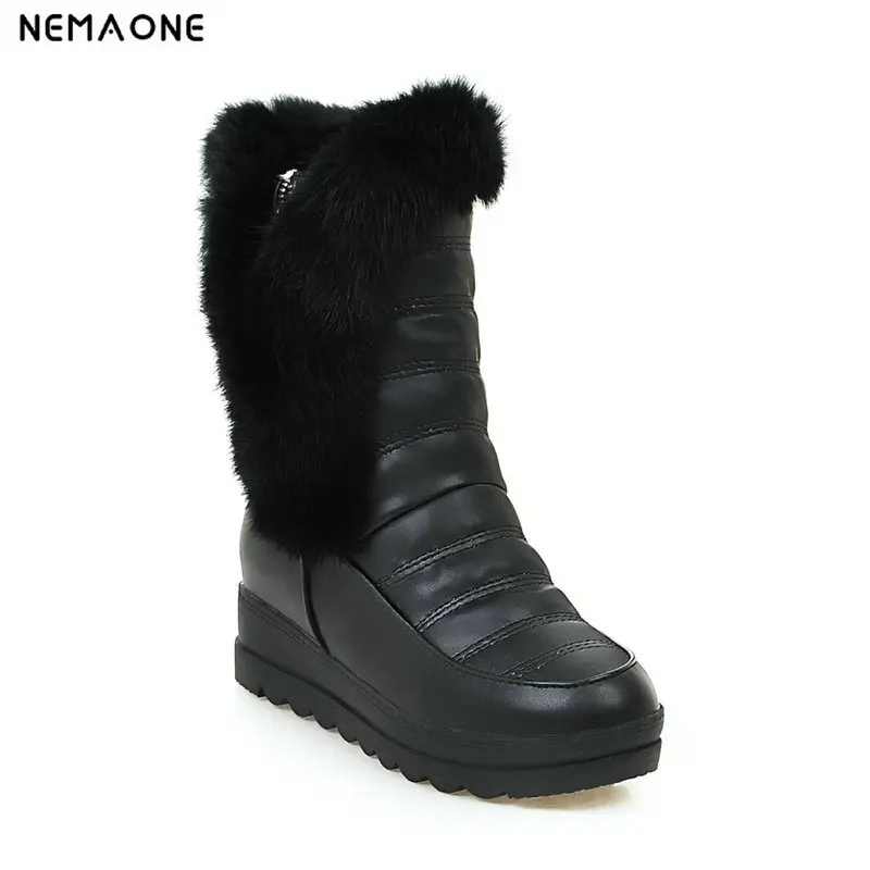 NEMAONE women ankle snow boots wedges high heels woman boots plush winter warm ladies shoes large size 42 43 
NEMAONE women ankle snow boots wedges high heels woman boots plush winter warm ladies shoes large size 42 43