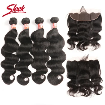 Sleek Human Hair Bundles With Lace Frontal Closure With Baby Hair Brazilian Body Wave Hair 2 3 4 Bundles Hair Extension Non Remy
Sleek Human Hair Bundles With Lace Frontal Closure With Baby Hair Brazilian Body Wave Hair 2 3 4 Bundles Hair Extension Non Remy