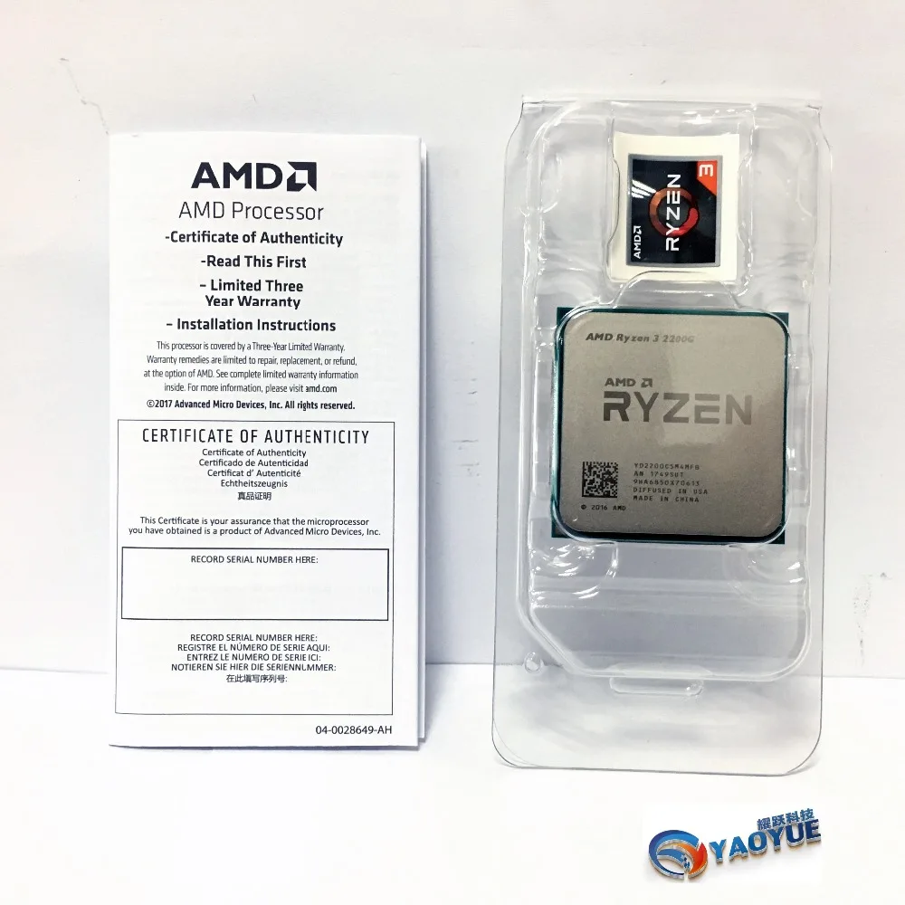 AMD Ryzen 3 2200G ПК компьютер четырехъядерный процессор AM4 настольный в