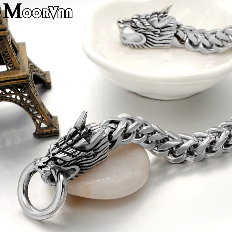Moorvan панк китайский стиль дракон классный браслет для мужчин двойной