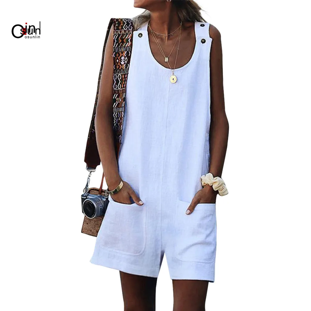 Osunlin Women Playsuits Button Bib Pants Solid Casual Jumpsuit With Pockets Streetwear Female Loose Shorts Romper Summer 4XL
Osunlin Women Playsuits Button Bib Pants Solid Casual Jumpsuit With Pockets Streetwear Female Loose Shorts Romper Summer 4XL