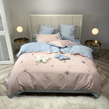 Pink Blue Sweet Butterfly Ultra soft Egyptian cotton Girls Duvet cover Bedding set Bed Sheets Pillow sham King Queen size 4/7Pcs
Pink Blue Sweet Butterfly Ultra soft Egyptian cotton Girls Duvet cover Bedding set Bed Sheets Pillow sham King Queen size 4/7Pcs