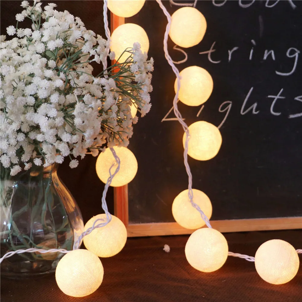 Battery Powered AC110v AC220v Plug in with Switch White Cotton ball Christmas tree decoration string lights garland fairy light
Battery Powered AC110v AC220v Plug in with Switch White Cotton ball Christmas tree decoration string lights garland fairy light