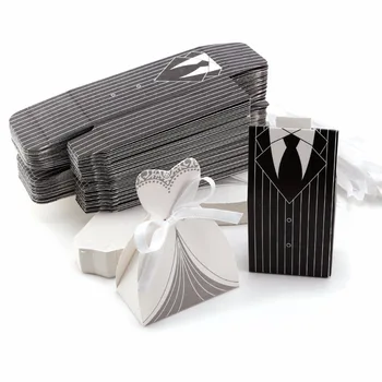 100Pcs/50 Pairs European stripe Tuxedo white dress Bride & Groom Wedding favors Candy Boxes wedding Gift Boxes
100Pcs/50 Pairs European stripe Tuxedo white dress Bride & Groom Wedding favors Candy Boxes wedding Gift Boxes