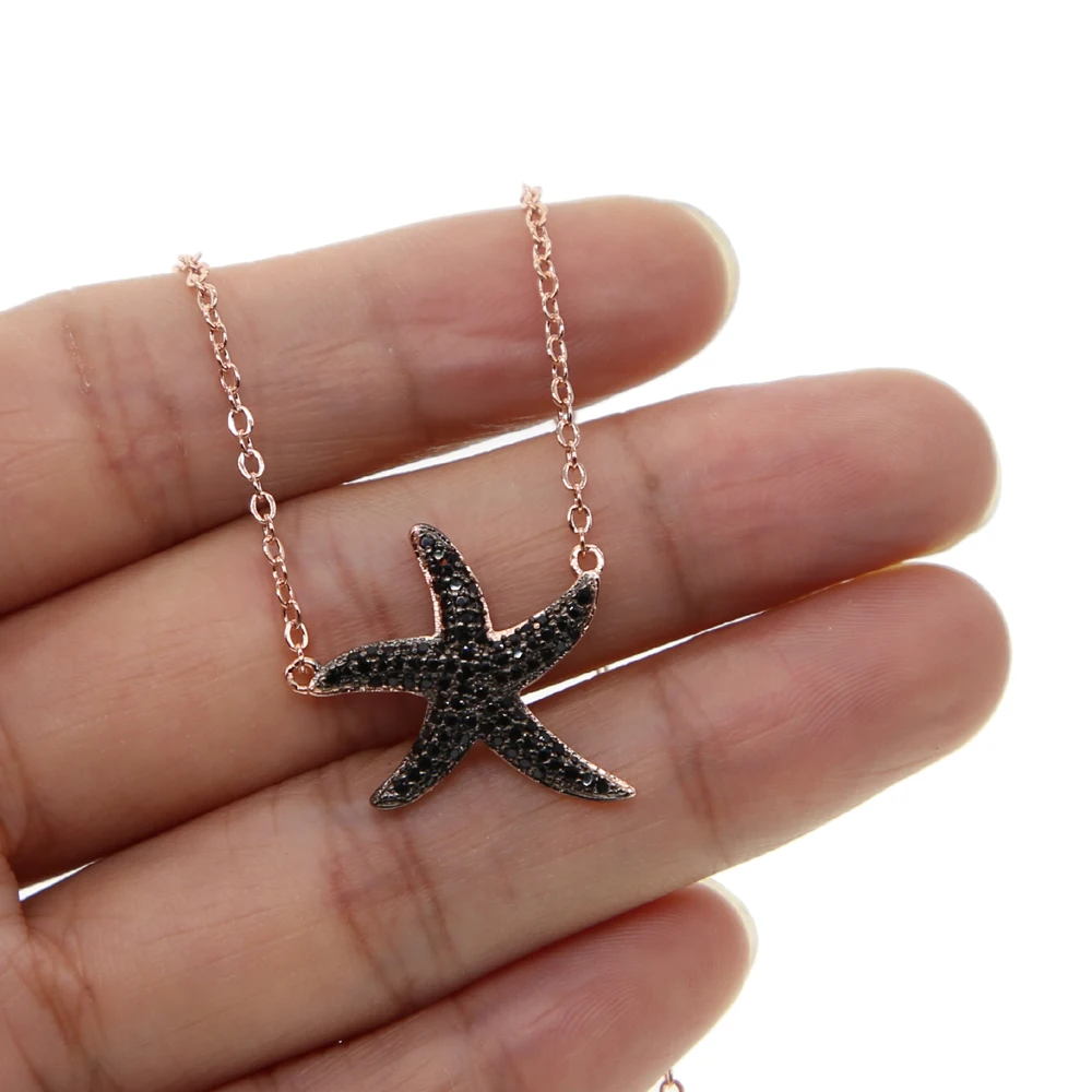 black Zircon Star Necklaces & Pendants summer Choker Necklace Women Long Chain Rose gold color cz Jewelry bijoux femme
black Zircon Star Necklaces & Pendants summer Choker Necklace Women Long Chain Rose gold color cz Jewelry bijoux femme