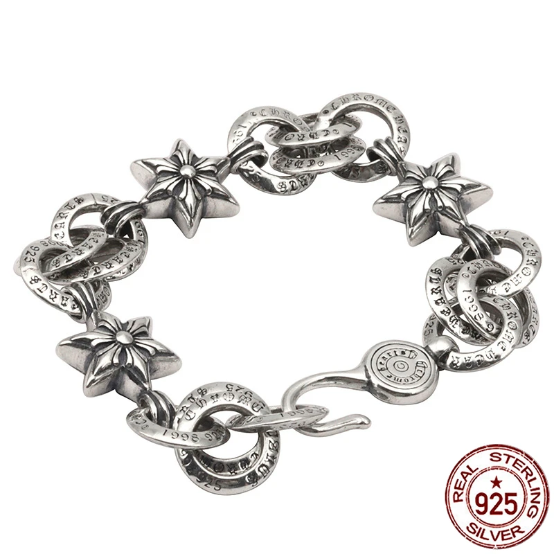 100% s925 sterling silver bracelet personality fashion retro punk style domineering cross anchor shape to send lover's gift 2018
100% s925 sterling silver bracelet personality fashion retro punk style domineering cross anchor shape to send lover's gift 2018