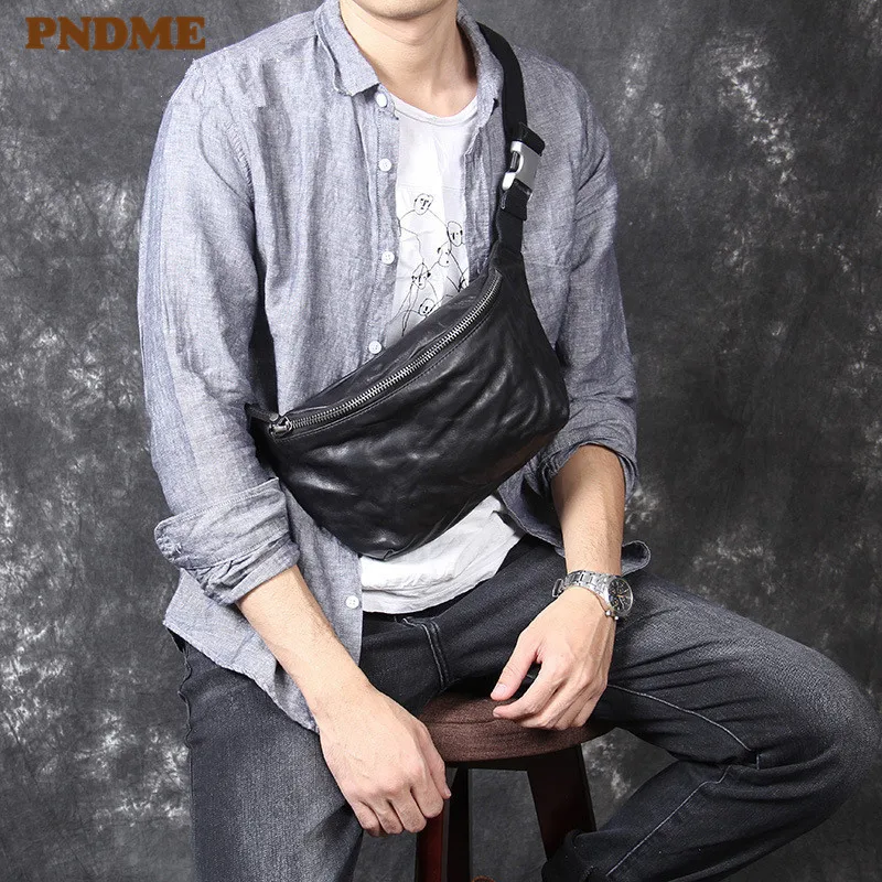 PNDME casual simple first layer cowhide men's chest bag designer luxury soft genuine leather black shoulder crossbody bags
PNDME casual simple first layer cowhide men's chest bag designer luxury soft genuine leather black shoulder crossbody bags