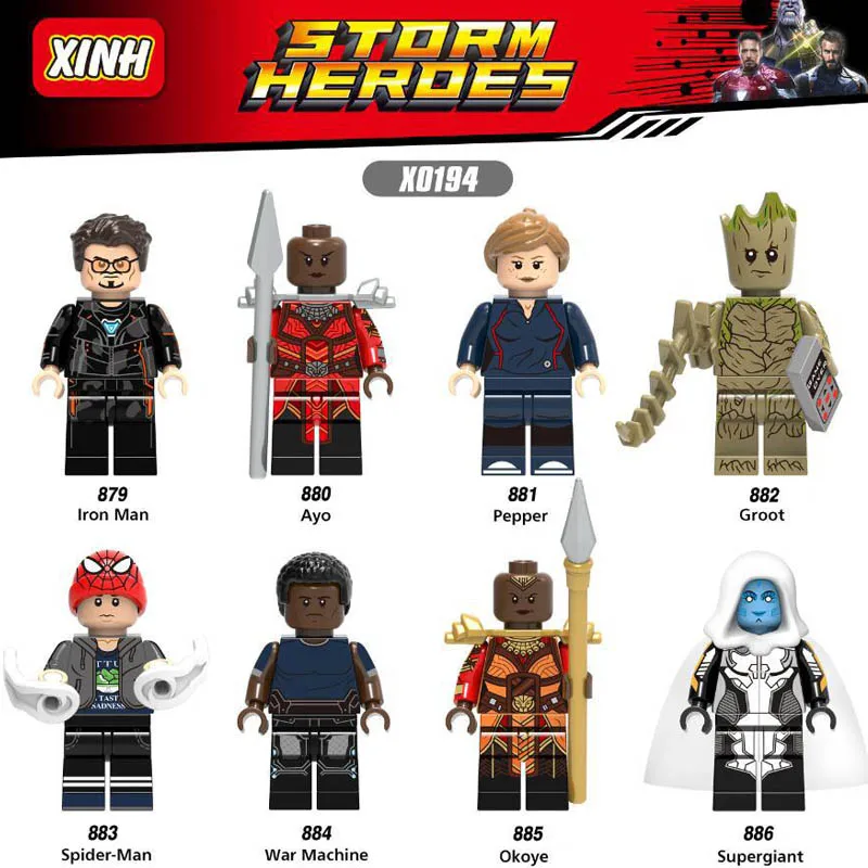 Building Blocks Super Heroes Supergiant Spiderman Pepper Ayo Iron Man Dolls Bricks Gifts Toys for children X0194
Building Blocks Super Heroes Supergiant Spiderman Pepper Ayo Iron Man Dolls Bricks Gifts Toys for children X0194