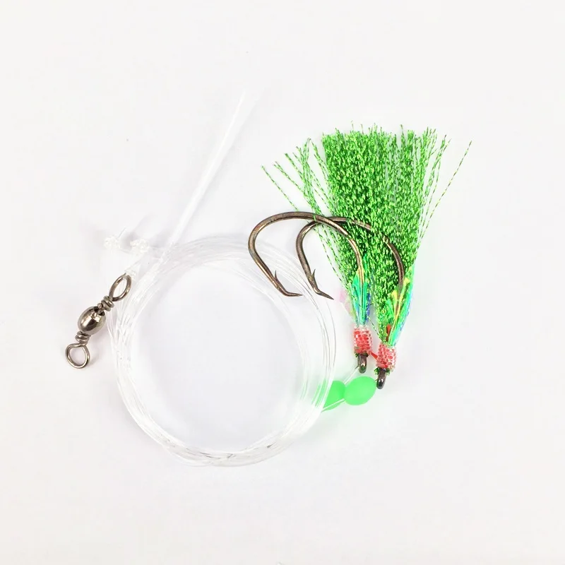 10 Bags Green Flasher Fishing Rigs Saltwater Gang String Tinsel Hooks Tackles Lures 3/0 4/0 5/0 6/0 7/0 | Спорт и развлечения