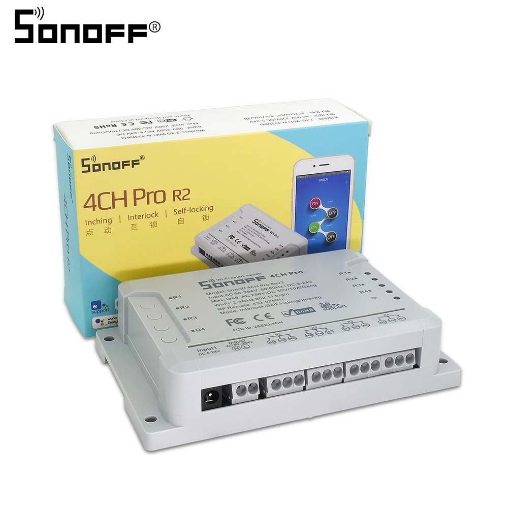 SONOFF 4CH Pro R2 Wireless Multi-channel WIFI Switch For Smart House Home Automation Module Controller 433mHz Remote Control
SONOFF 4CH Pro R2 Wireless Multi-channel WIFI Switch For Smart House Home Automation Module Controller 433mHz Remote Control