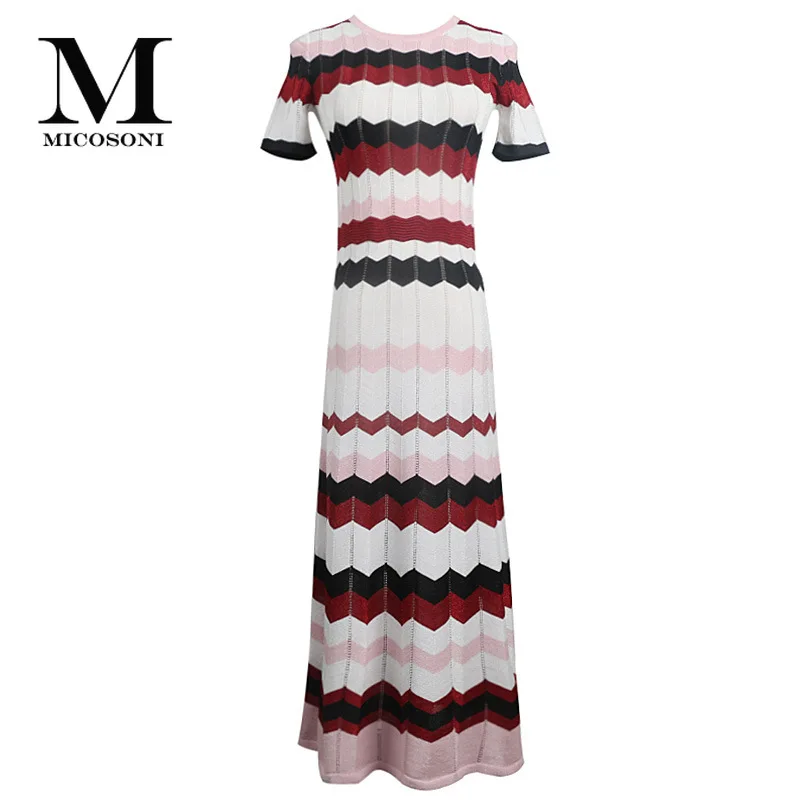 Micosoni Italian Knitting Style Summer 2019 New Gold Thread Hollow Out Colour Stripe Loin Knitted Lady's Dress Yellow Blue Red
Micosoni Italian Knitting Style Summer 2019 New Gold Thread Hollow Out Colour Stripe Loin Knitted Lady's Dress Yellow Blue Red