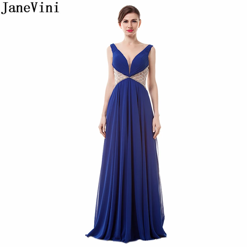 JaneVini Sexy Royal Blue Chiffon Mother of The Bride Dresses Deep V Neck Heavy Beading Backless A Line Formal Long Evening Gowns
JaneVini Sexy Royal Blue Chiffon Mother of The Bride Dresses Deep V Neck Heavy Beading Backless A Line Formal Long Evening Gowns