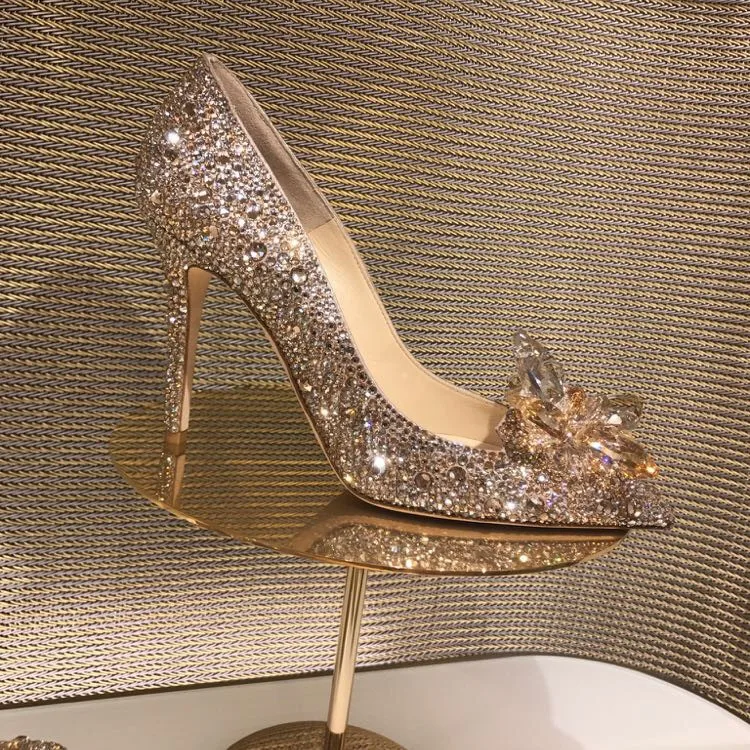 Cinderella Crystal Wedding Shoes Gold Diamond Size High-heeled Slim-heeled Bride's Wedding Dress Shoes Bridesmaid's Banquet
Cinderella Crystal Wedding Shoes Gold Diamond Size High-heeled Slim-heeled Bride's Wedding Dress Shoes Bridesmaid's Banquet