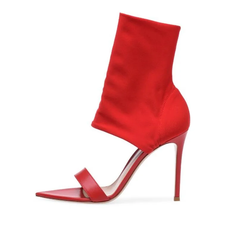 Sexy Pointed Toe Women's Red Black Elastic Sock Boots Shoes Woman Heels One Front Strappy Cuts Out Female Sandals Size 35-43
Sexy Pointed Toe Women's Red Black Elastic Sock Boots Shoes Woman Heels One Front Strappy Cuts Out Female Sandals Size 35-43