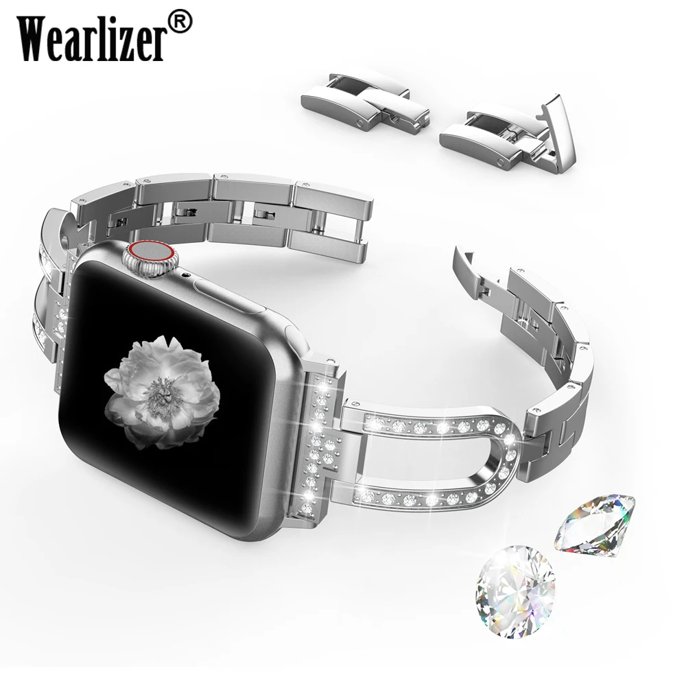 Wearlizer Women Diamond Watch Band 38mm 42mm 40mm 44mm Stainless Steel U-Type Cuff Strap iwatch for Apple Watch
Wearlizer Women Diamond Watch Band 38mm 42mm 40mm 44mm Stainless Steel U-Type Cuff Strap iwatch for Apple Watch