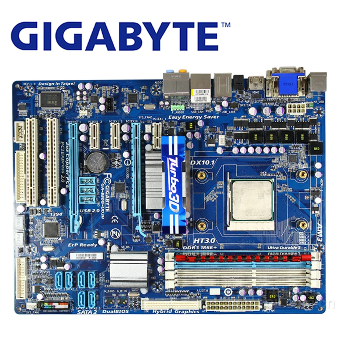 Разъем AM3 для AMD Gigabyte GA 880G UD3H материнская плата DDR3 16GB настольная системная Б/у