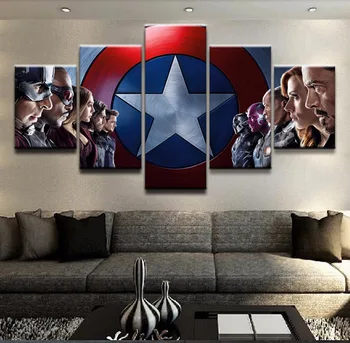 5 Pieces America Movie Captain Characters Poster Wall For Living Room Modular Picture Top-Rated Canvas Print Painting Home Decor
5 Pieces America Movie Captain Characters Poster Wall For Living Room Modular Picture Top-Rated Canvas Print Painting Home Decor