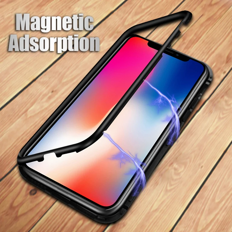 AKASO Magnetic Cases For iPhone X 8 7 Plus Case 2 in 1 Metal Magnet Bumper |