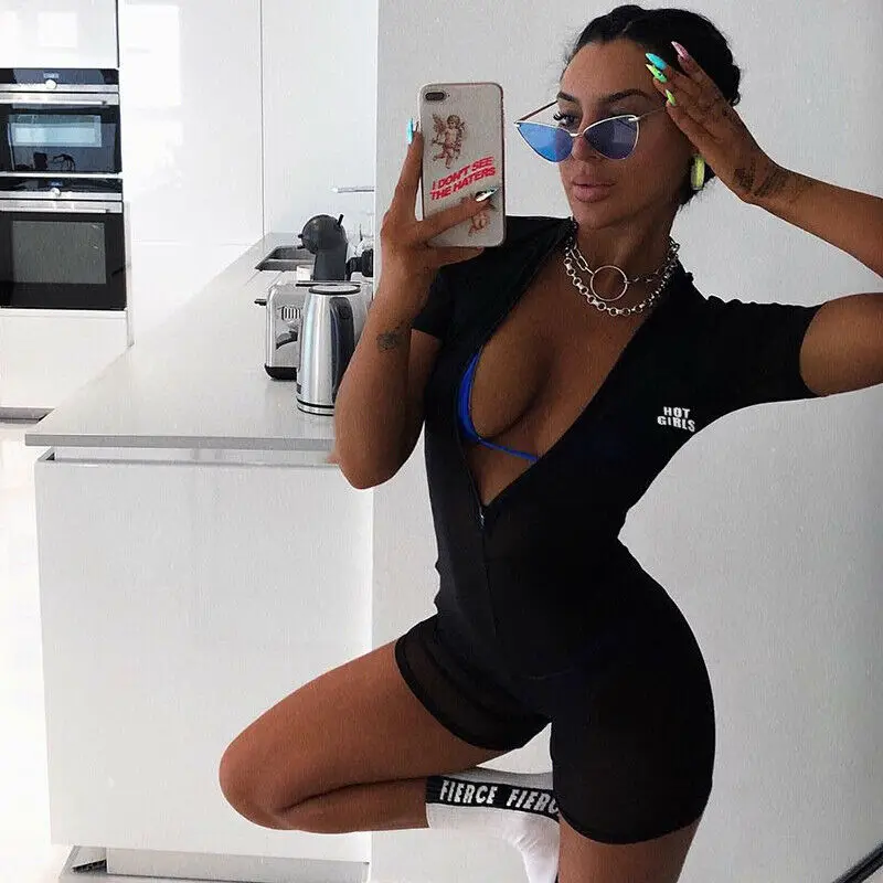2019 Summer Sexy Women's See Through Sheer Mesh Zipper Jumpsuit Ladies Bikini Cover Up Short Sleeve Black Rompers Clothes
2019 Summer Sexy Women's See Through Sheer Mesh Zipper Jumpsuit Ladies Bikini Cover Up Short Sleeve Black Rompers Clothes