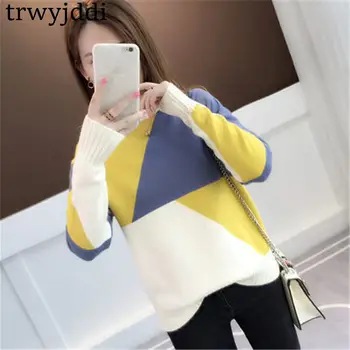 2020 Fashion Autumn Winter Hlaf Turtleneck Sweater Pullover Women's Knitted Tops Casual Stitching Pullover Sweater Shirt N26
2020 Fashion Autumn Winter Hlaf Turtleneck Sweater Pullover Women's Knitted Tops Casual Stitching Pullover Sweater Shirt N26