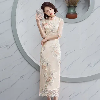 2020 Spring New Embroidery Cheongsam Women Elegant Lace Long Qipao Chinese Handmade Button Dress Wedding Evening Party Vestidos
2020 Spring New Embroidery Cheongsam Women Elegant Lace Long Qipao Chinese Handmade Button Dress Wedding Evening Party Vestidos