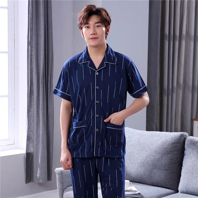 Summer Men's Pajamas Thin Knitted Cotton Mens Pyjama Sets Lounge Wear Comfortable Short Sleeve Male Sleepwear Homewear Men
Summer Men's Pajamas Thin Knitted Cotton Mens Pyjama Sets Lounge Wear Comfortable Short Sleeve Male Sleepwear Homewear Men