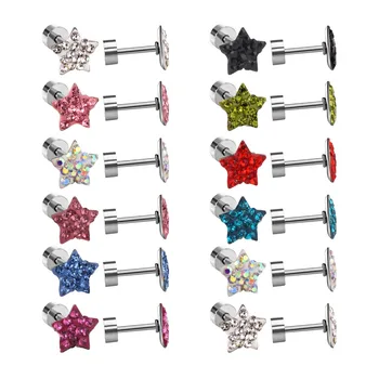 LUXUKISSKIDS 12Pairs/Lot Luxury Steel Small Star CZ Zircon Screw Back Stud Earrings For Women Piercing Jewelry
LUXUKISSKIDS 12Pairs/Lot Luxury Steel Small Star CZ Zircon Screw Back Stud Earrings For Women Piercing Jewelry