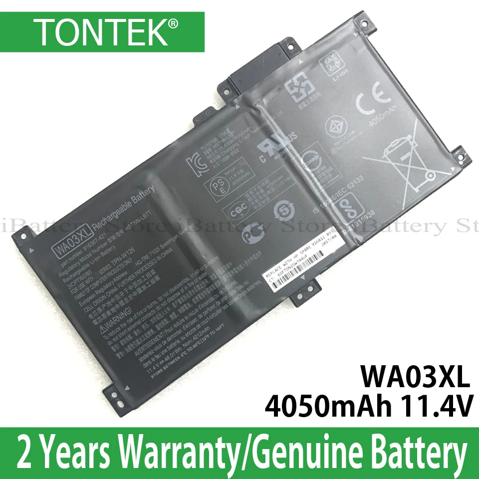 Genuine WA03XL Battery For Hp Pavilion x360 15-br077nr Series TPN-W126 HSTNN-LB7T HSTNN-UB7H 916812-055
Genuine WA03XL Battery For Hp Pavilion x360 15-br077nr Series TPN-W126 HSTNN-LB7T HSTNN-UB7H 916812-055