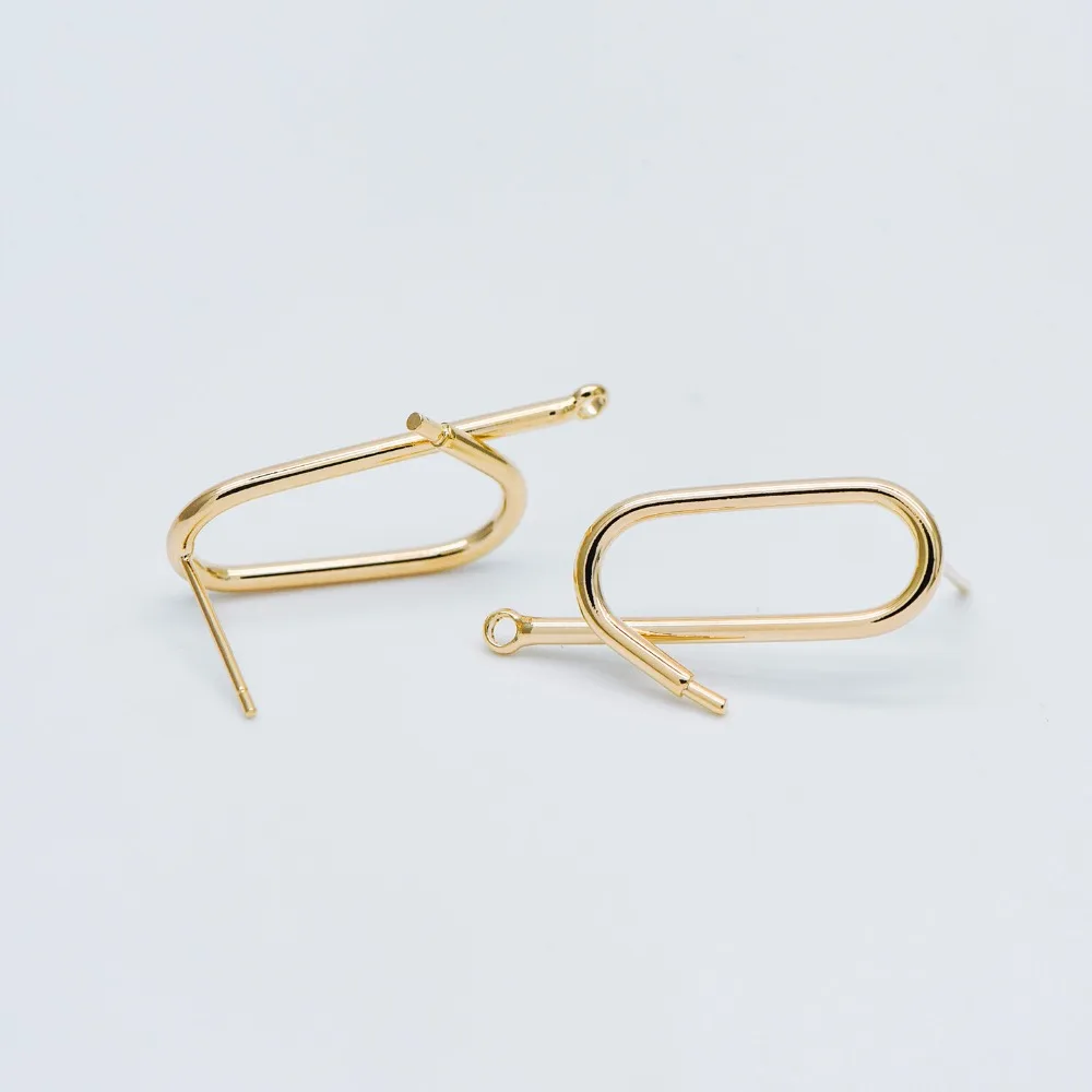 10pcs Gold Wire Earring Posts 18x14mm, Gold plated on Brass, Geometric Ear Stud Components (GB-526)
10pcs Gold Wire Earring Posts 18x14mm, Gold plated on Brass, Geometric Ear Stud Components (GB-526)