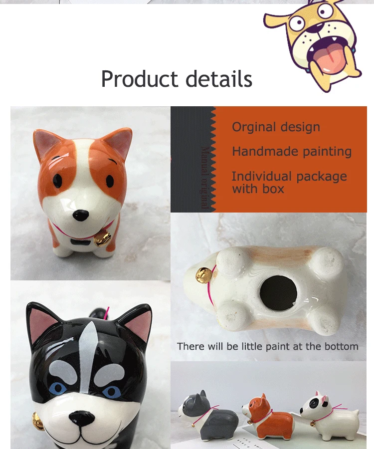 Cute Tiny Ceramic Dogs For Office Desk Decoration