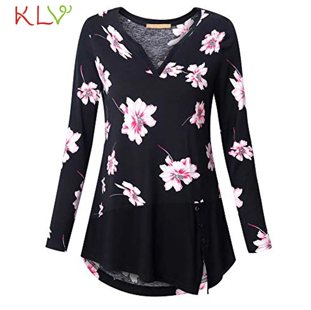 Women T-shirt Floral Print V-neck Femme Top Casual Loose Button Long Sleeve Tees Ladies Autumn Modis 2019 Female Plus Size 18Nov
Women T-shirt Floral Print V-neck Femme Top Casual Loose Button Long Sleeve Tees Ladies Autumn Modis 2019 Female Plus Size 18Nov