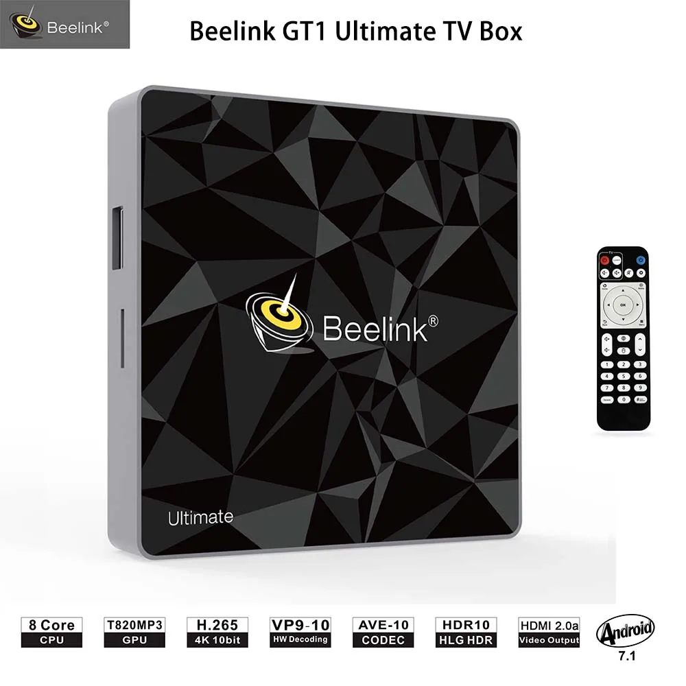 

Beelink GT1 Ultimate Smart TV Box Amlogic S912 Octa Core CPU 3G RAM 32G ROM Android 7.1 Set Top Box Media Player