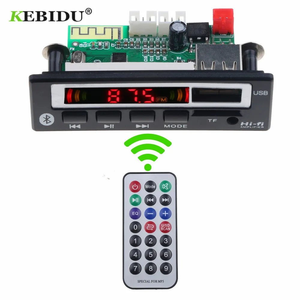 KEBIDU Bluetooth5.0 MP3 WMA WAV Decoder Board 5V 12V Wireless Audio Module Color Screen USB TF FM Radio For Car accessories
KEBIDU Bluetooth5.0 MP3 WMA WAV Decoder Board 5V 12V Wireless Audio Module Color Screen USB TF FM Radio For Car accessories