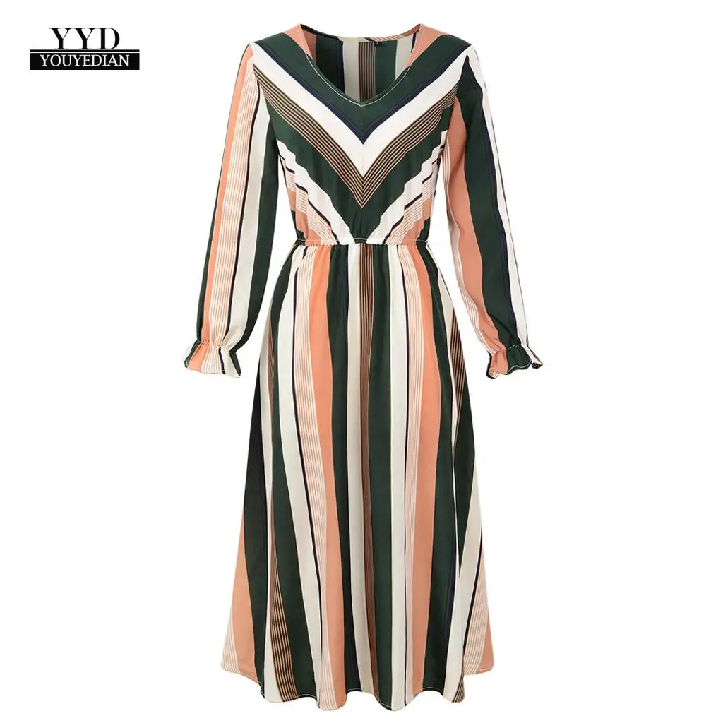 YOUYEDIAN Women dress Chiffon Stripe dress Daily Print V Neck Casual Loose Long Sleeve Dress vestido de festa#w20
YOUYEDIAN Women dress Chiffon Stripe dress Daily Print V Neck Casual Loose Long Sleeve Dress vestido de festa#w20