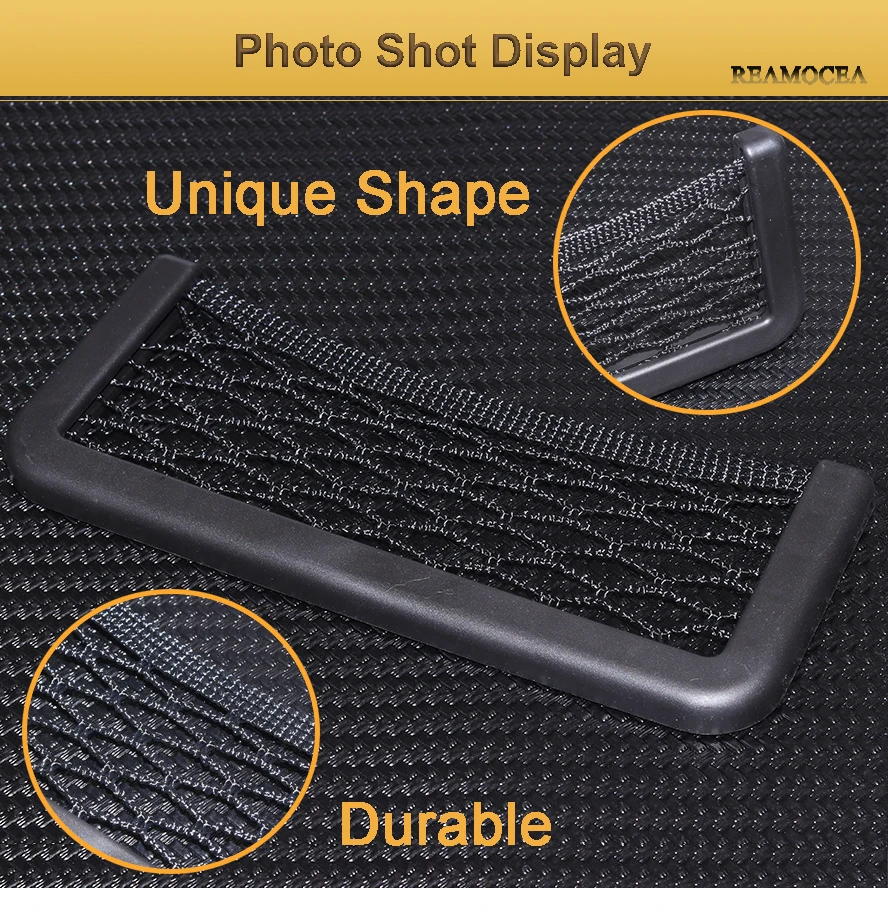 Reamocea Universal Car Stick-on Seat Side Back Storage Net Bag String Elastic Mesh Bag Mesh Pocket Organizer Adhesive Holder (9)