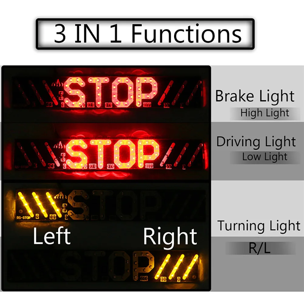 3 in 1 LED Universal Motorcycle Stripe Stop Brake Turn Signal License Plate Light DRL Lamp
3 in 1 LED Universal Motorcycle Stripe Stop Brake Turn Signal License Plate Light DRL Lamp