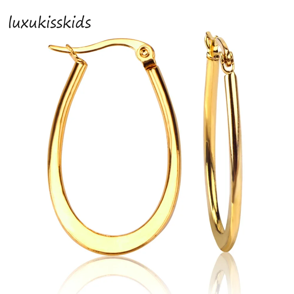 LUXUKISSKIDS Hot Sale Ellipse Shape Hoop Earrings 2018 Trendy Style Stainless Steel Big Circle Earring For Party And Engegement
LUXUKISSKIDS Hot Sale Ellipse Shape Hoop Earrings 2018 Trendy Style Stainless Steel Big Circle Earring For Party And Engegement