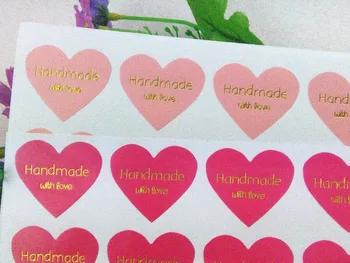 Pink Color Thermoprinting Gold "Handmade with love" heart-shaped design Stickers Golden text Sticker Labels
Pink Color Thermoprinting Gold "Handmade with love" heart-shaped design Stickers Golden text Sticker Labels